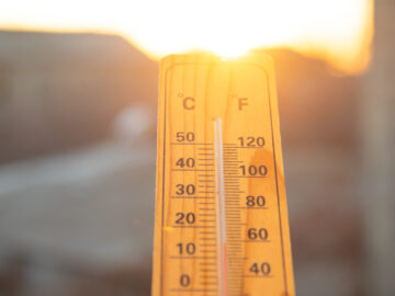 Thermometer on sky background. Sunset. Weather thermometer sky background sunset weather scaled
